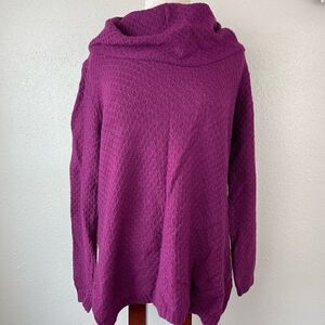 Pre-owed Merona Womens Purple Knit Wool Blend Cowl Neck Sweater Size L